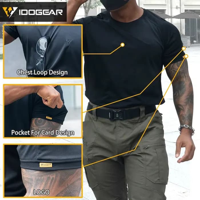 T-shirt tactique d'été IDOGEAR respirant à col rond
