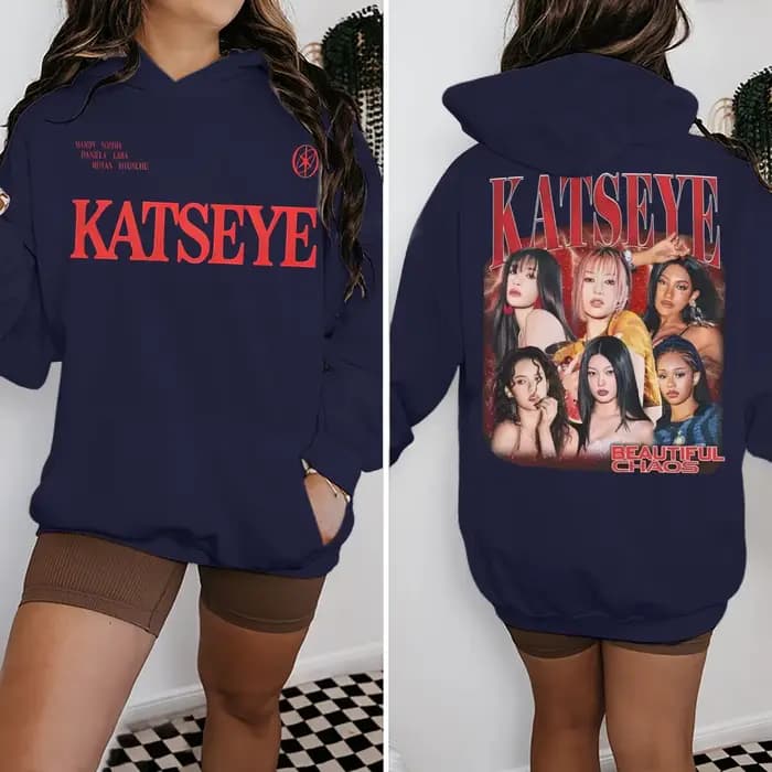 Sweat à capuche graphique vintage Katseye pour fans de la pop music