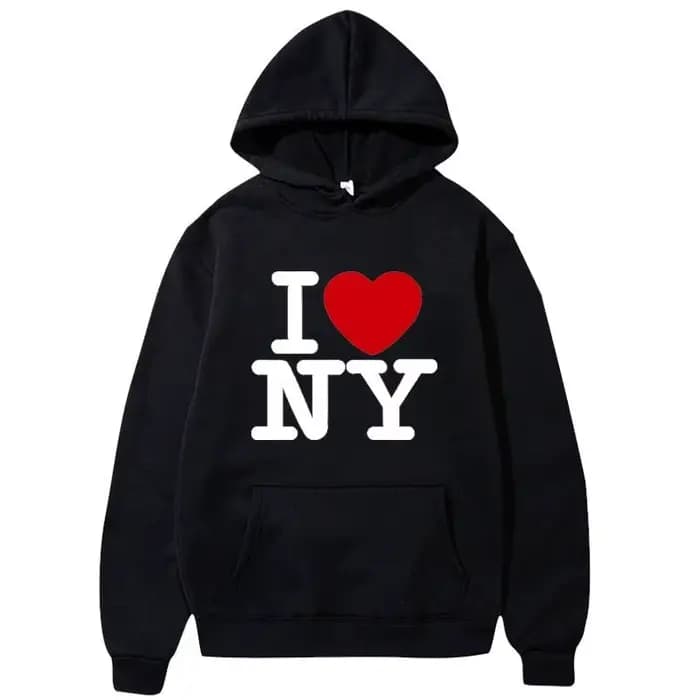 Pull à capuche imprimé I Love New York pour hommes et femmes