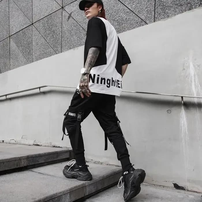 ARENS Hip Hop Joggers pantalon hommes Harajuku Streetwear rubans