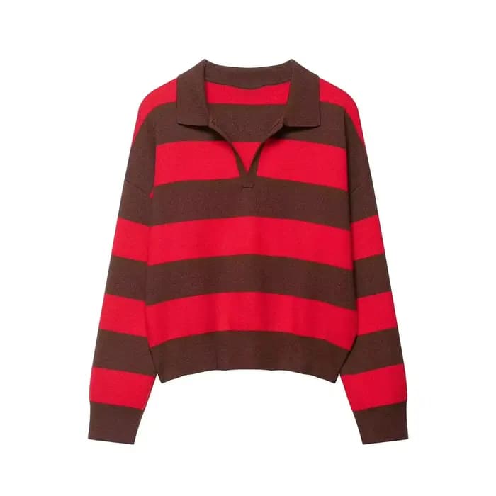 HH femmes tendance décontracté rayé tricoté pull