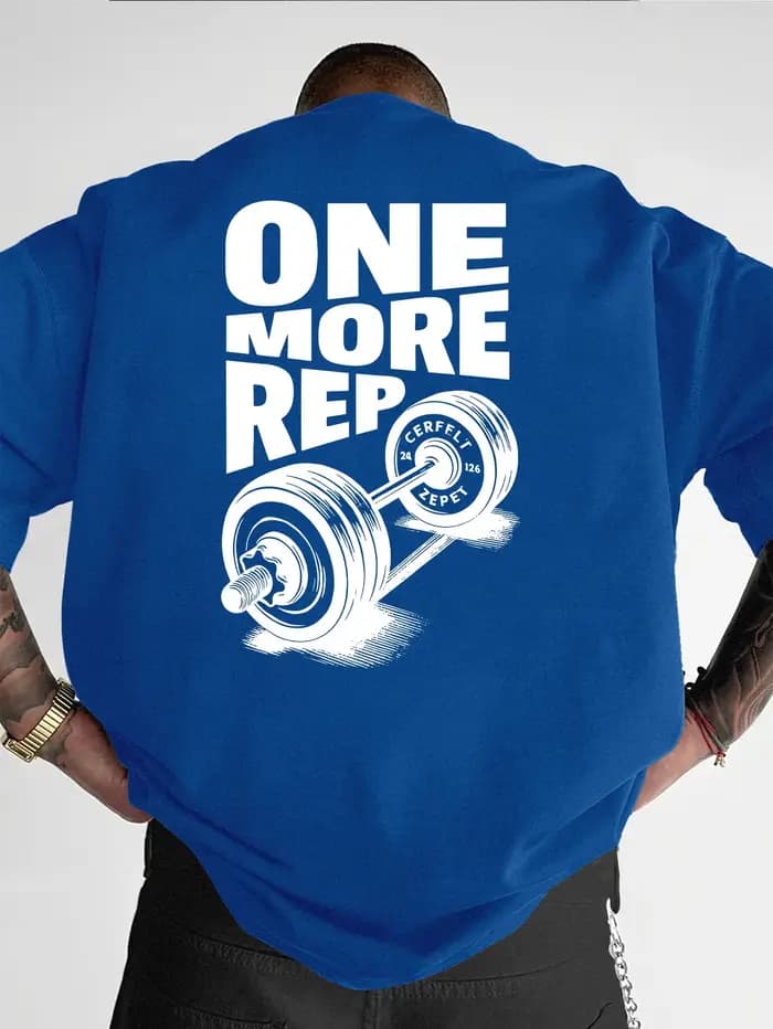 T-shirt de sport rétro pour homme, ONE More REP, en coton, coupe ample, manches courtes, style stree