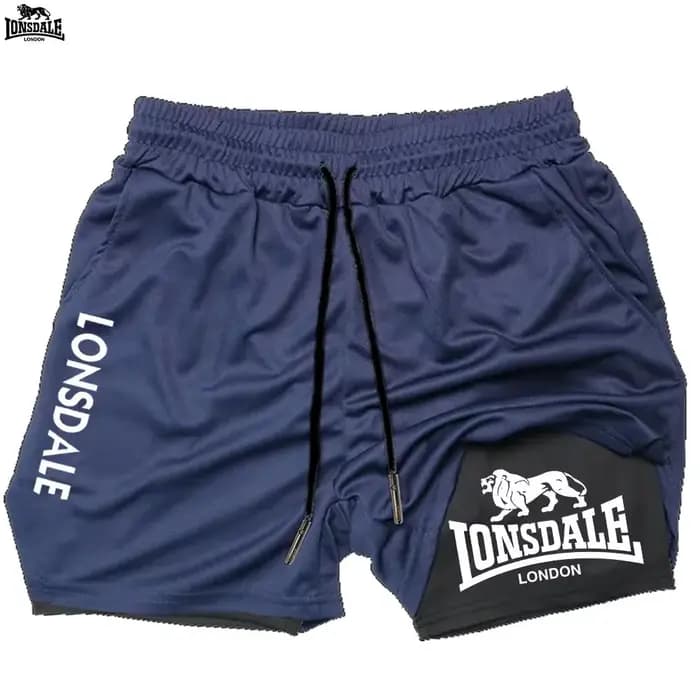 LONSDALE Short de sport double couche deux-en-un pour homme