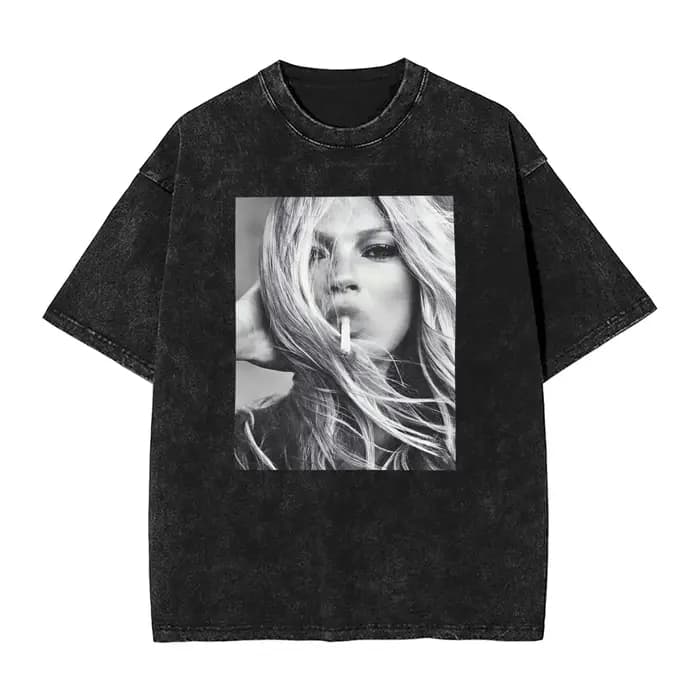 Nouveau T-shirt d'été 2026 tendance Kate Moss pour homme en coton, frais et de haute qualité, col ro
