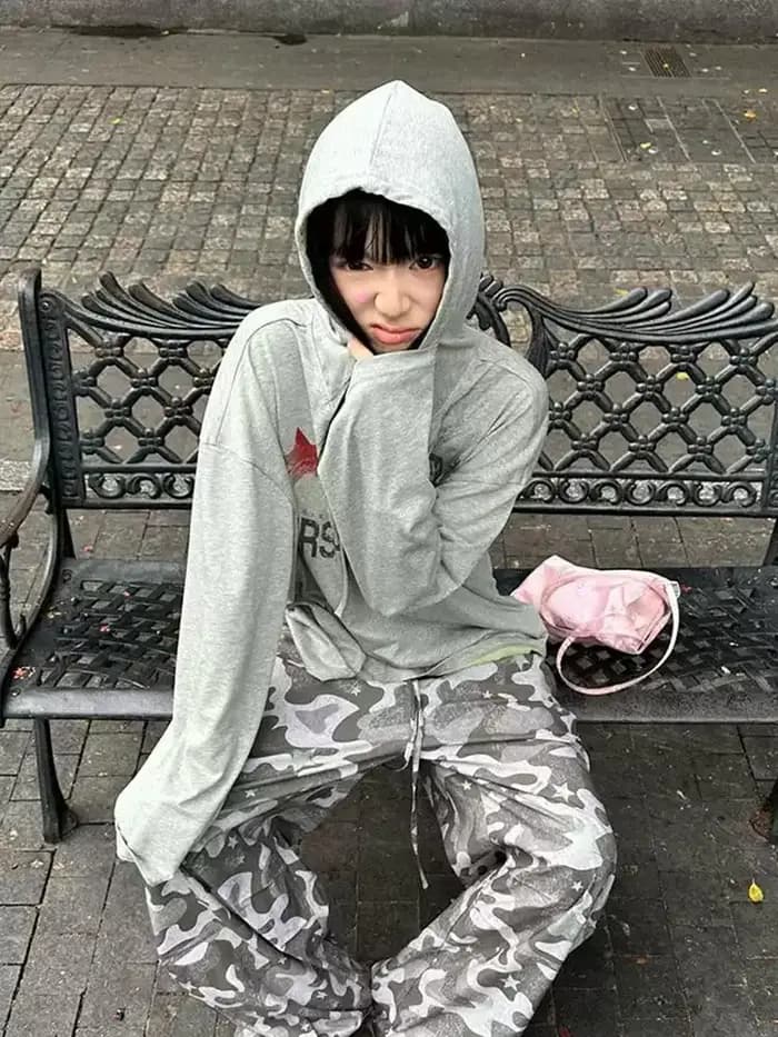 Tonngirls Y2k Vintage T-shirt femmes décontracté ample imprimé graphique hauts à capuche japonais années 2000 Grunge