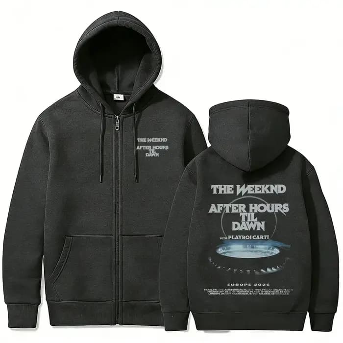 Sweat à capuche zippé pour homme The Weeknd After Hours Til Dawn avec Playboi Carti Tour 2026