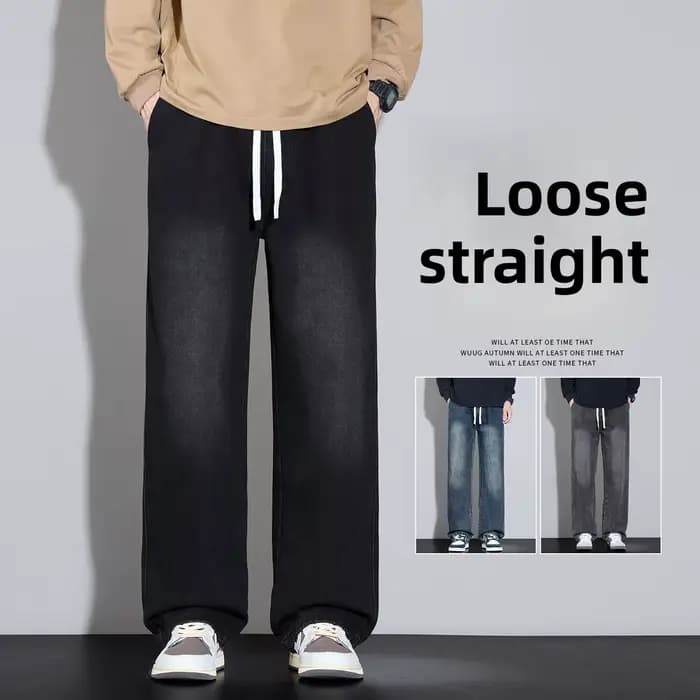Jean homme 2025 automne et hiver nouveau américain rétro ample droit décontracté pantalon à jambes larges