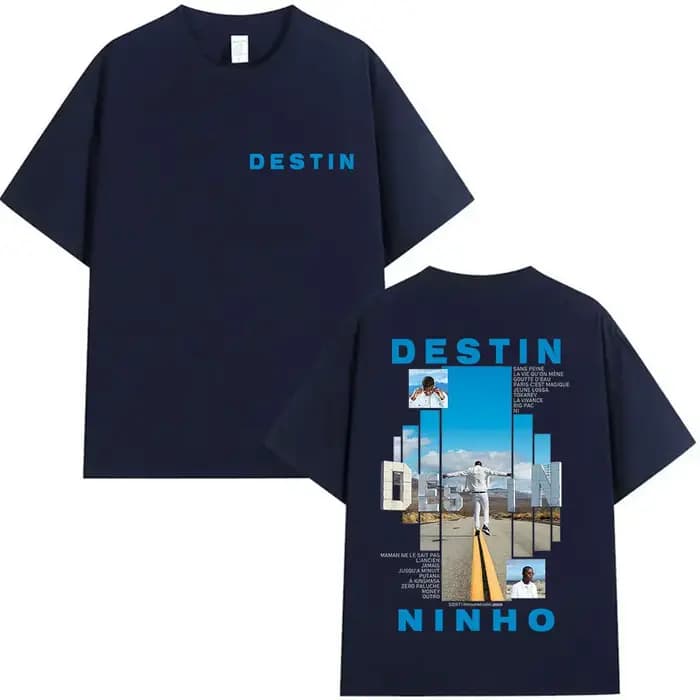Rappeur NINHO DESTIN Tour 2025 T-shirt graphique hommes mode d'été surdimensionné coton T-shirts Vintage Hip Hop