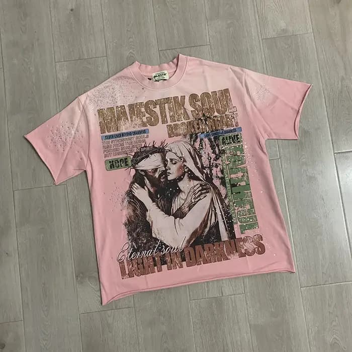 T-shirt MAJESTIK en molleton French Terry avec strass thermocollés