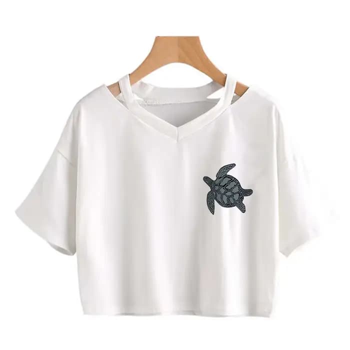 T-shirt imprimé tortue de mer pour femmes