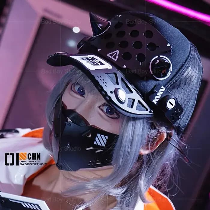 Casquette de baseball montante Cyberpunk tactique avec cornes mécaniques détachables, style Techwear Punk, pour homme et femme, idéale pour le cosplay et les tenues Mecha