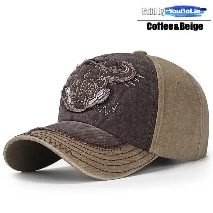 Casquette de baseball tête de taureau brodée