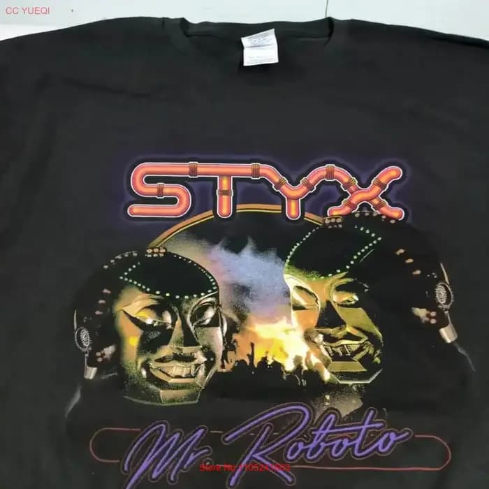 STYX Mr Roboto Domo Arigato Double face t-shirt vintage lavé streetwear doux homme étiré mode polyvalent vintage