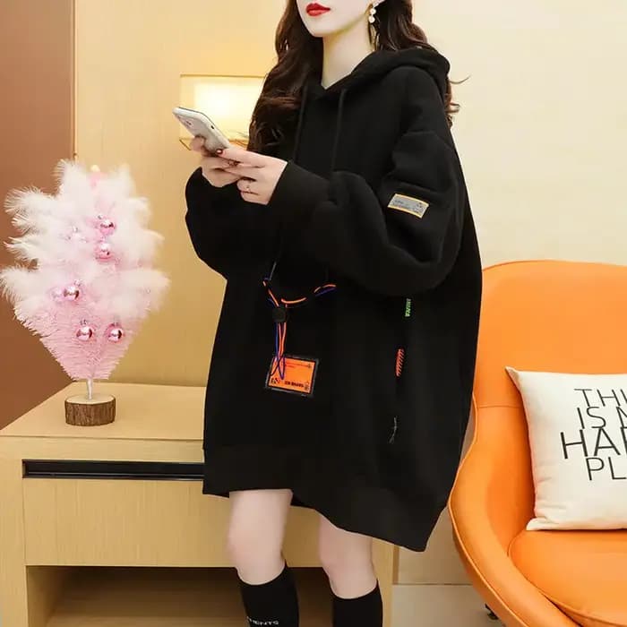 Sweat-shirt à capuche noir pour femme