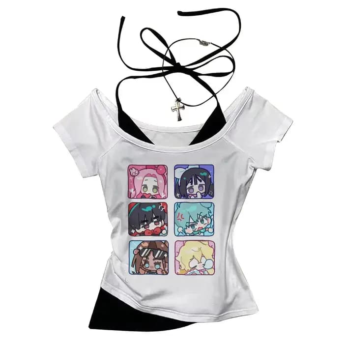 Alien Stage t-shirt femme hip hop Vintage graphique numérique anime chemise respirante confortable vêtements coréens tendance kawaii Y2k