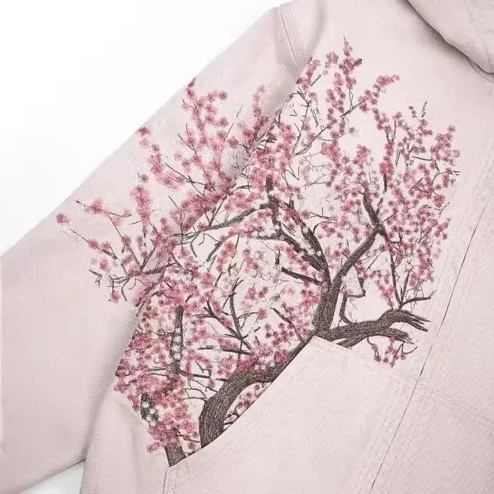 Harajuku américain rétro Sakura broderie rose à capuche Y2K veste hommes femmes surdimensionné gothique Streetwear décontracté vêtements d'extérieur à la mode