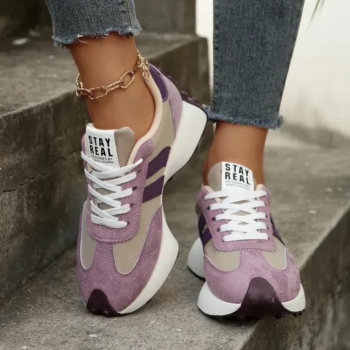 Chaussures de sport rétro color block pour femme