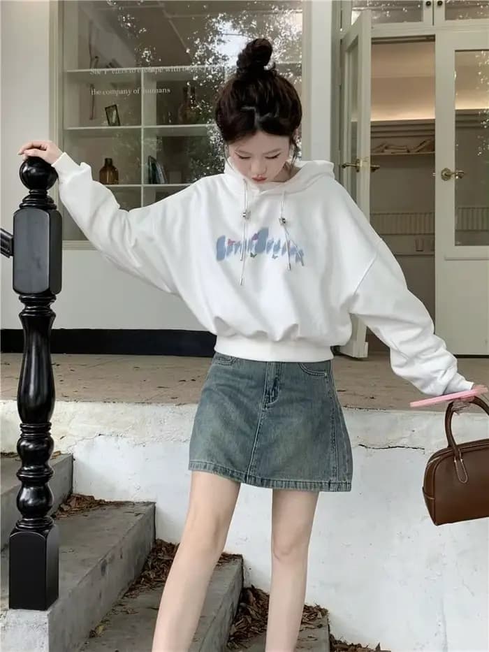 Femme hauts à capuche polaire Emo esthétique essentiel concepteur coréen Streetwear Y2k 2000s Style graphique sweat