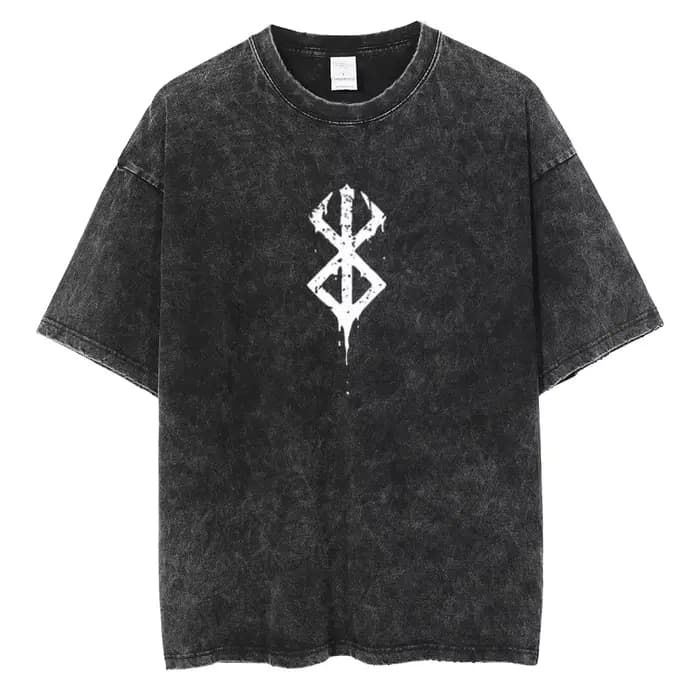 Anime Berserk Logo graphique imprimé t-shirt hommes femmes Vintage Manga T-shirts lavé coton