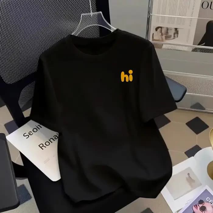 T-shirt personnalisé à manches courtes et col rond pour hommes et femmes, en pur coton imprimé, moti