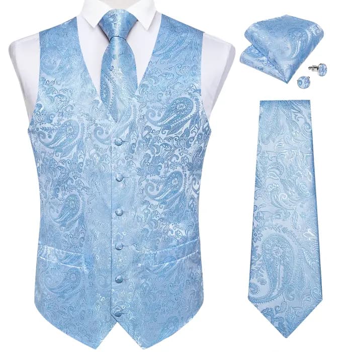 Ensemble gilet et cravate pour homme à motif cachemire