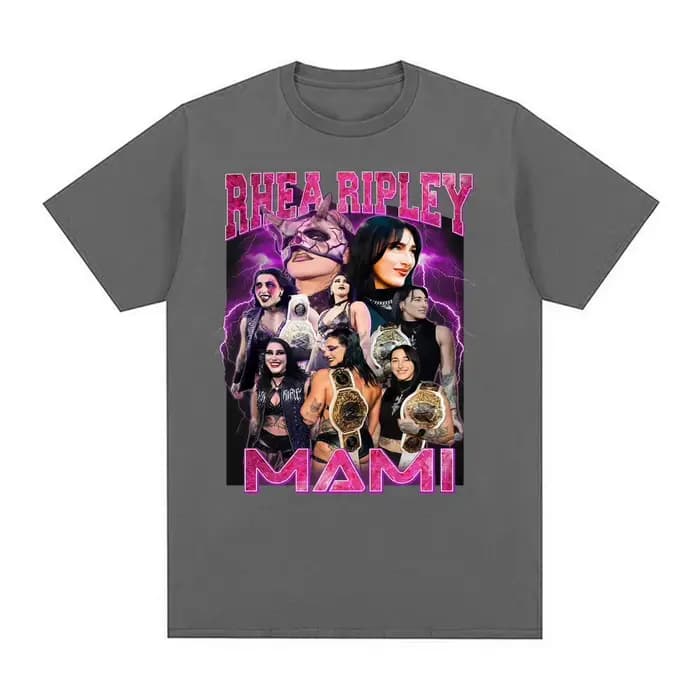 Limité Rhea Ripley Grand Slam 90s Vintage graphique t-shirts hommes femmes mode gothique tendance T-shirt décontracté