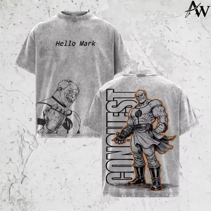 Conquest Invincible Anime Clothing Men Women Oversized T-shirts Short Sleeve Washed T Shirt Vintage Cotton Tshirt Harajuku Tops