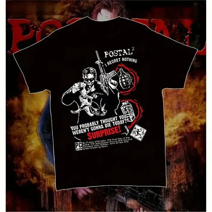T-shirt humoristique à motif graphique Postal Dude, T-shirt de jeu, T-shirt Postal Dude Weapons, col