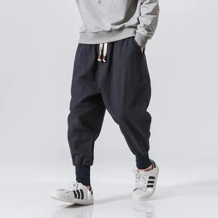 Hommes sarouel Streetwear coton lin Joggers nouveau Baggy Hip Hop mode pantalon décontracté solide pantalon mâle à la mode pantalons de survêtement