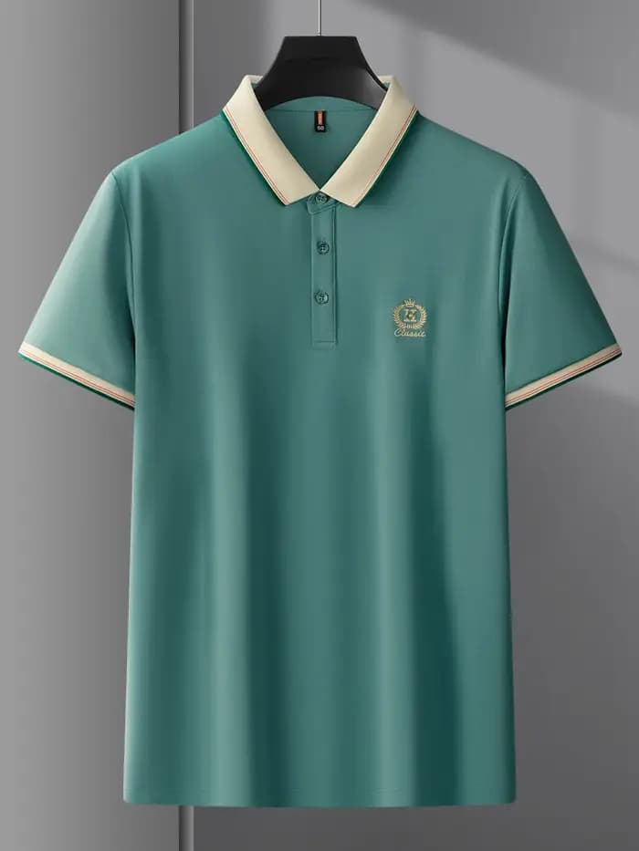 Paul's T-shirt d'été à manches courtes pour homme avec col ajusté et polo brodé