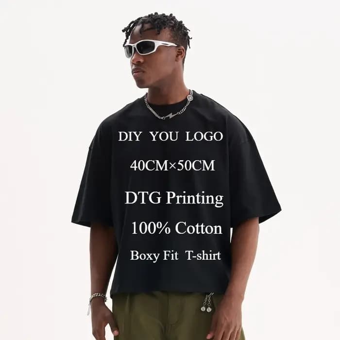 Bricolage LOGO personnalisé t-shirt DTG impression hommes Boxy Fit 100% coton décontracté ample à manches courtes hauts T-shirts personnalisés