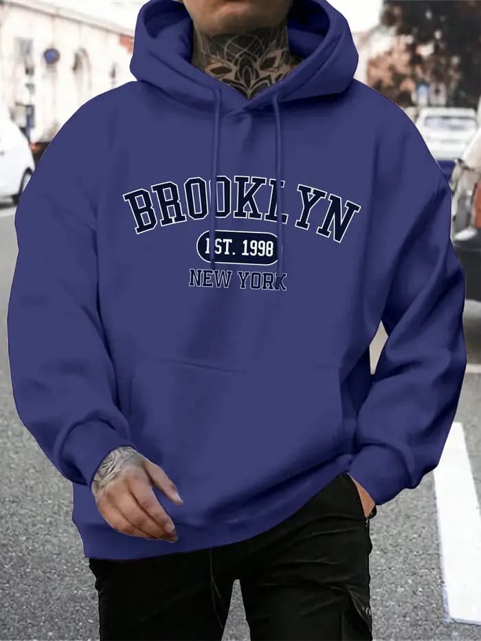 Brooklyn Est 1998 New York impression hommes sweats à capuche Harajuku col rond