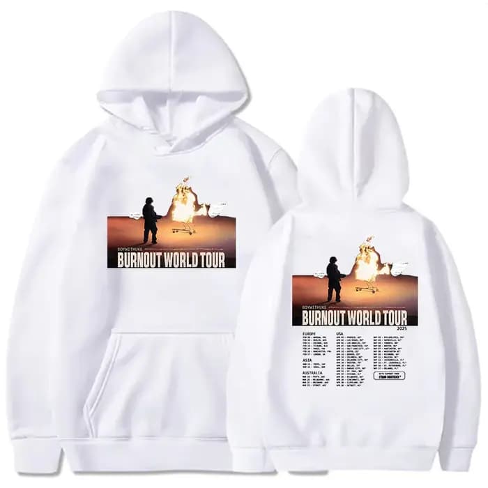Boywithuke Burnout World Tour Sweats à capuche College graphiques pour hommes et femmes