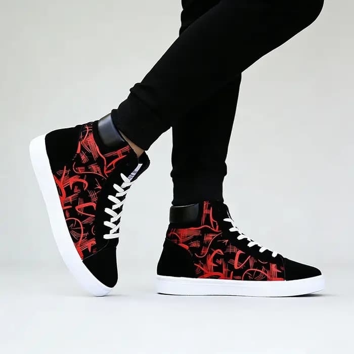 Style de rue mode baskets hommes chaussures décontractées plat respirant haut noir rouge marque