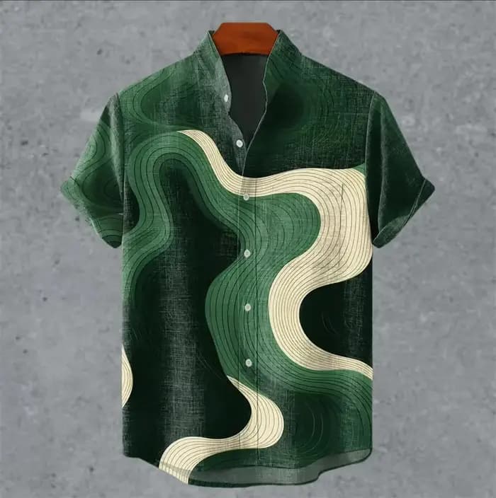 Retro Heritage Tee 2024 Hommes Mottled Art Print Col debout Manches courtes Confort Fit S-5XL 