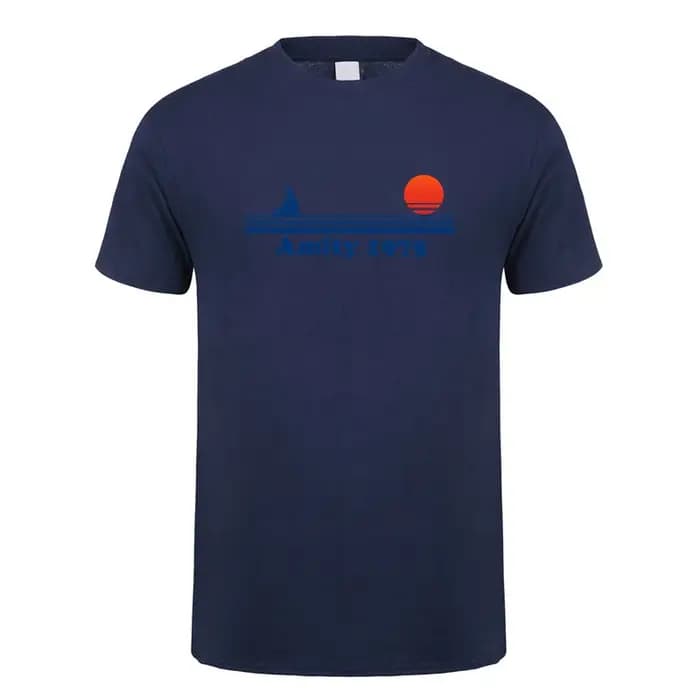 Amity 1975 t-shirt été hommes coton à manches courtes mâchoires rétro imprimé hauts t-shirts OT-033