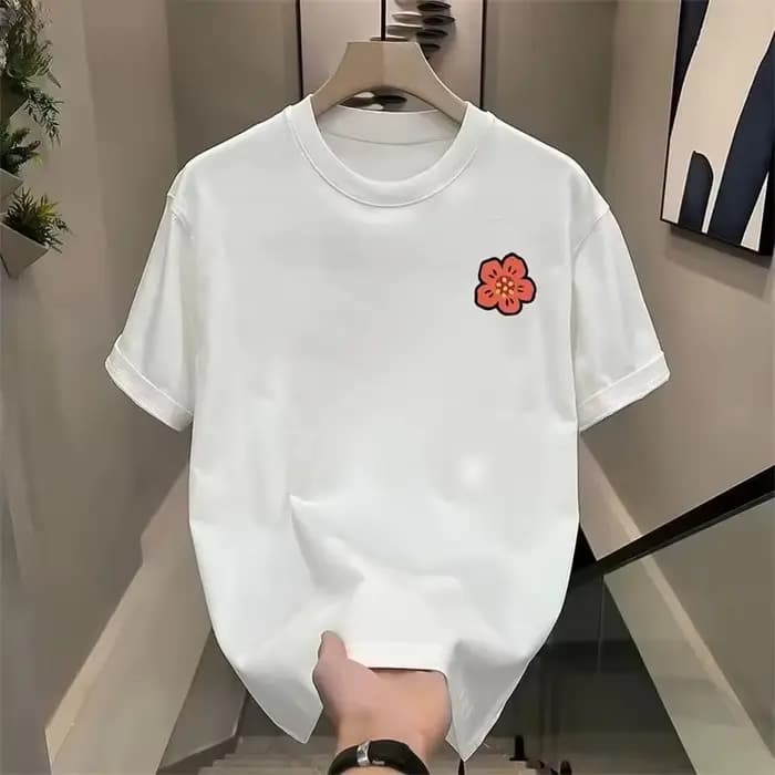 T-shirt Unisexe en Coton à Manches Courtes Motif Fleur Cartoon 2026 – Marque de Luxe Streetwear – Hauts