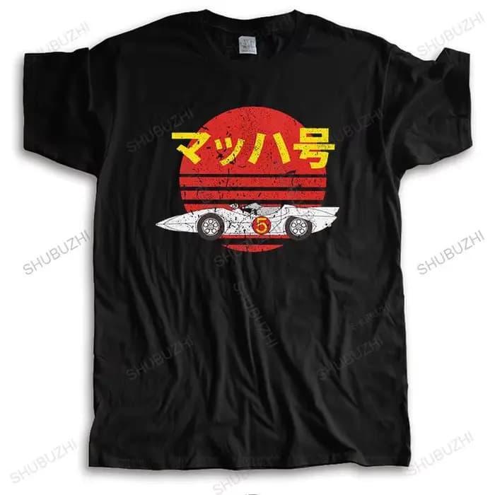 Rétro vitesse Racer hommes T-shirt coton dessin animé japonais Mach 5