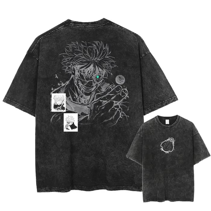T-shirt à Manches Courtes pour Homme et Femme, en Coton Délavé, Streetwear, Gojo Satoru Jujutsu Kaim