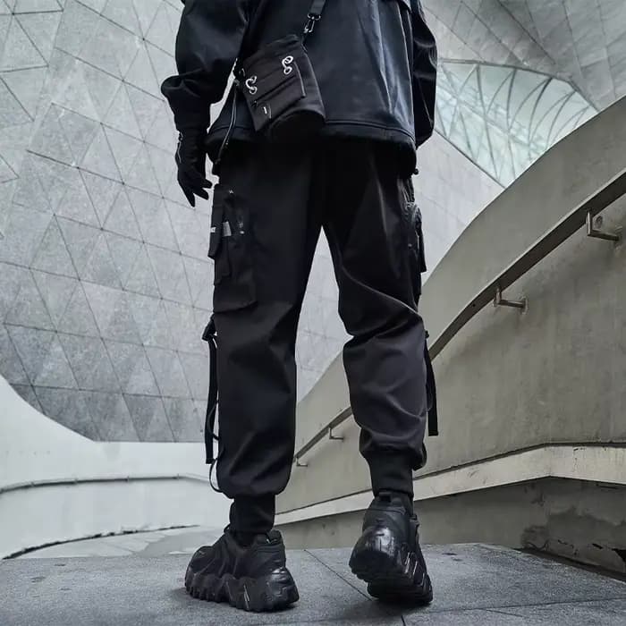 Nouveaux Joggers Cargo pantalon hommes mode rubans poche sarouel pantalons de survêtement