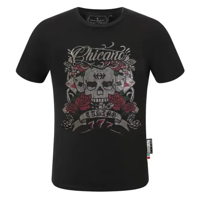 Marque lettre strass ali Plein marque haut T-shirt mode col rond