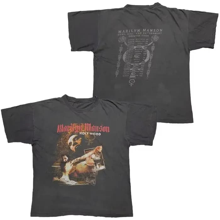 T-Shirt rétro Marilyn Manson en coton pour hommes et femmes, Streetwear d'été