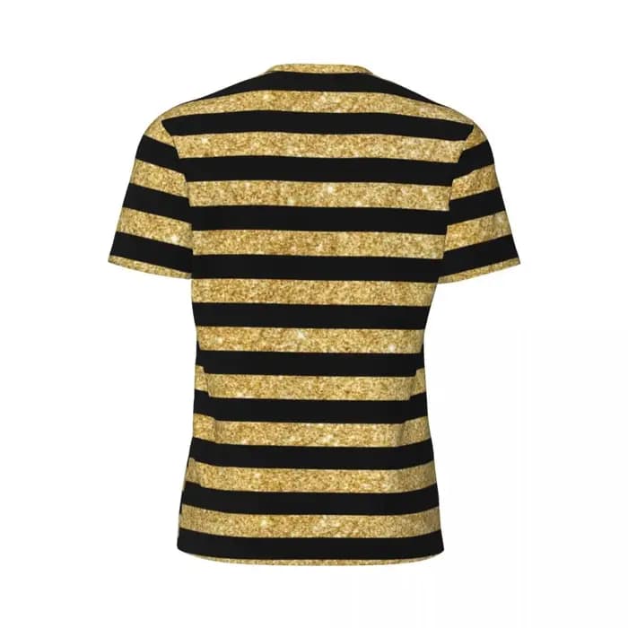 Rayures noires motif Gym T-Shirt plage élégant or paillettes esthétique T-Shirts Hip Hop