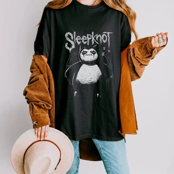 T-shirt en coton imprimé graphique drôle Snorlax X Sleepknot