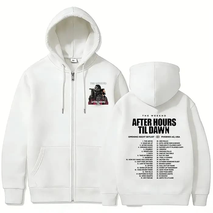 Sweat à capuche zippé Rapper The Weeknd avec Playboi Carti After Hours Til Dawn Tour 2026 pour hommes et femmes