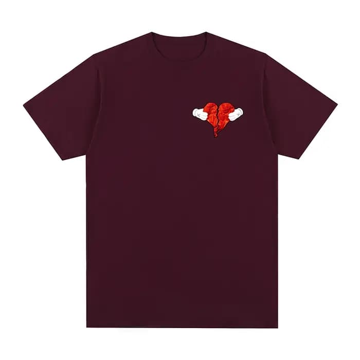 Kanye West coeur Hip Hop T-shirt Vintage coton hommes