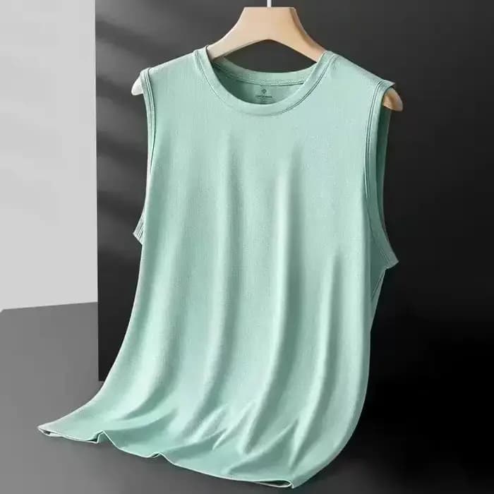 Gilet en maille de soie glacée pour hommes, vêtements de sport légers d'été, T-shirt sans manches, d