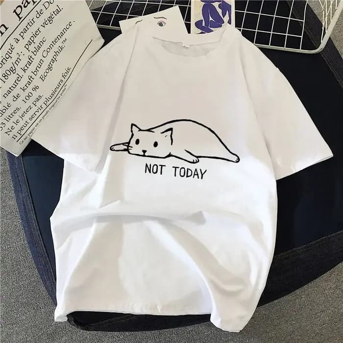 Femmes T-Shirt dessin animé chat groupe imprimé