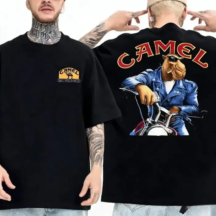 T-shirt Rétro 2026 Camel Cigarettes en Coton Vintage à Manches Courtes