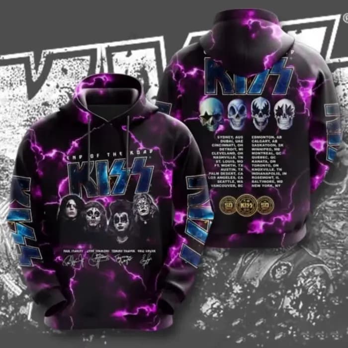 Sweat à capuche imprimé 3D Rock Kiss Band pour hommes et femmes